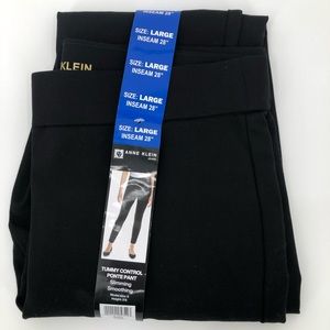 NWT Anne Klein Women's Tummy Control Ponte Black Pant, Inseam 28" Size Large
